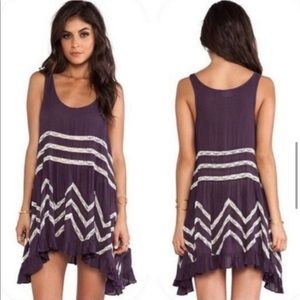 Free People • Eggplant Lace Voile Trapeze Slip Dress
